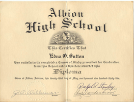 Edna O Sutton diploma